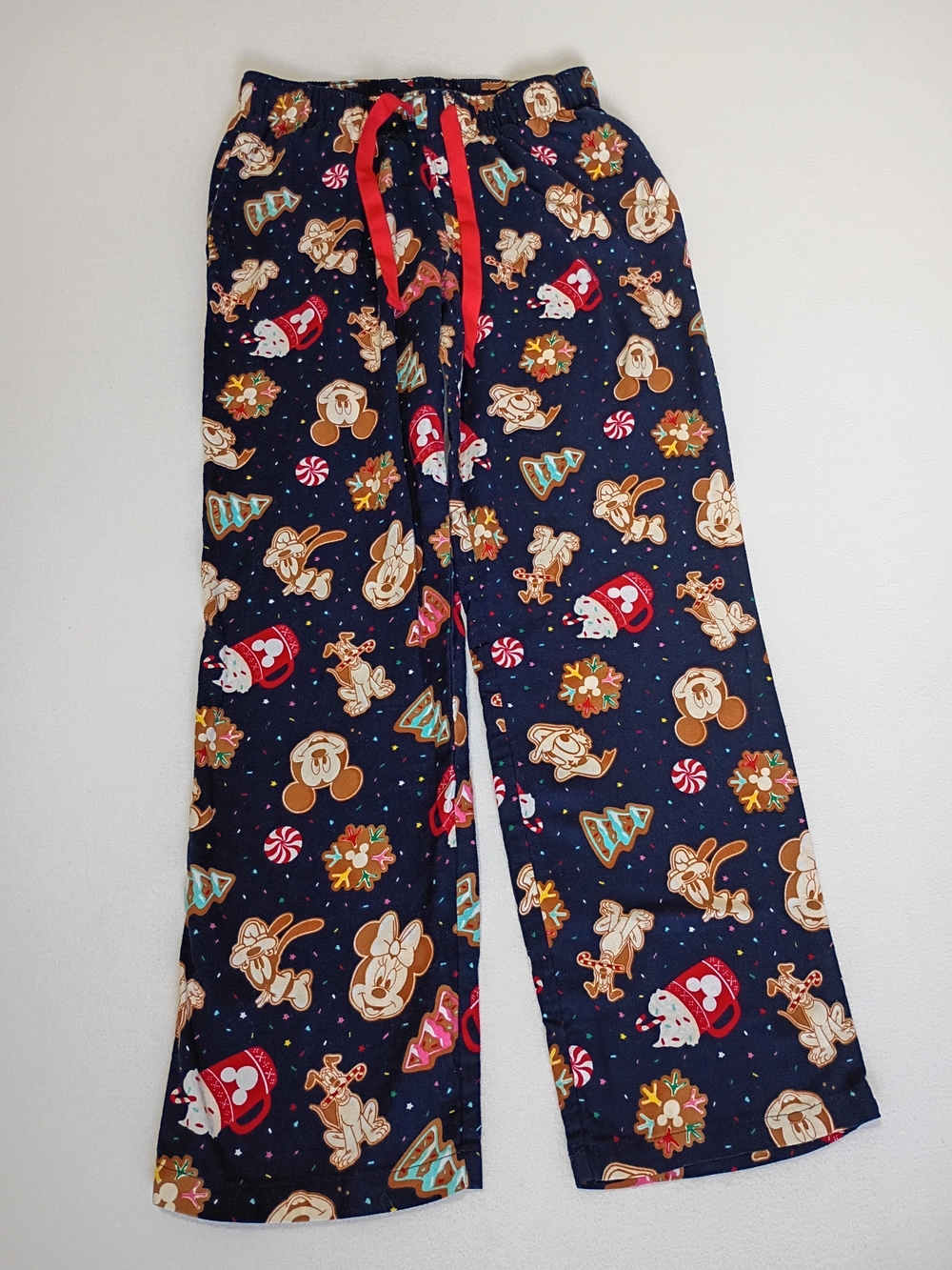 Old Navy x Disney Holiday Flannel Pajama Pants Mickey Minnie Gingerbread Navy XS